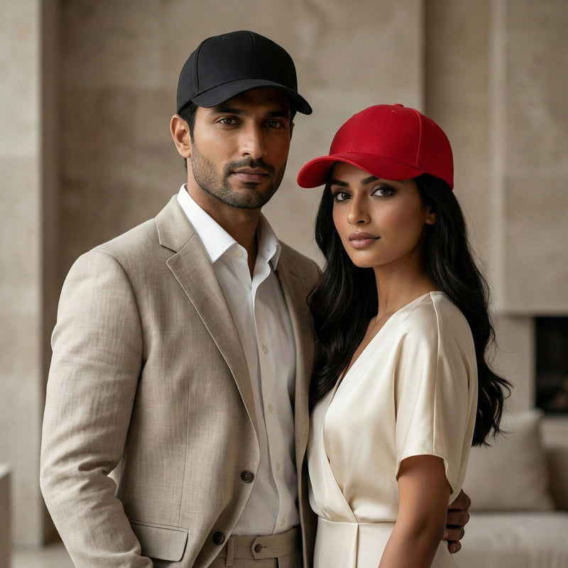 Personalized Personalised Cap Red And Black For Couple