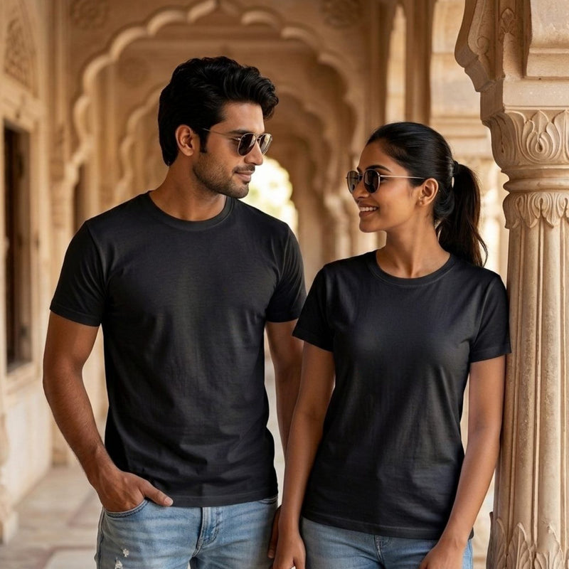 Personalized Couple T-Shirts - Black