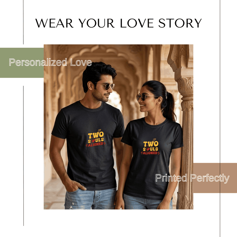 Personalized Couple T-Shirts - Black
