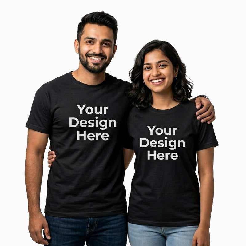 Personalized Couple T-Shirts - Black