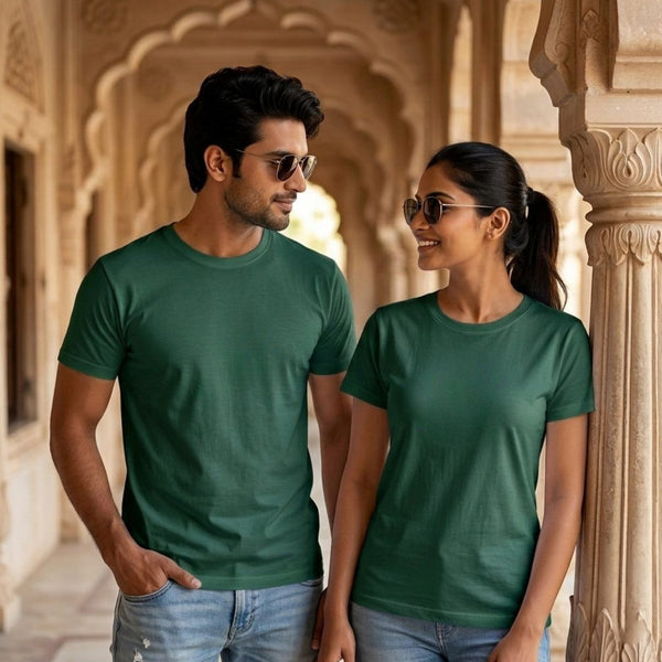 Personalized Couple T-Shirts - Bottle Green