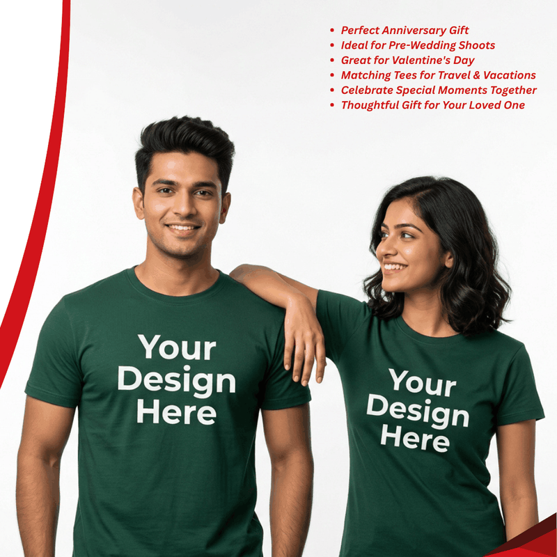 Personalized Couple T-Shirts - Bottle Green