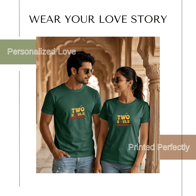 Personalized Couple T-Shirts - Bottle Green
