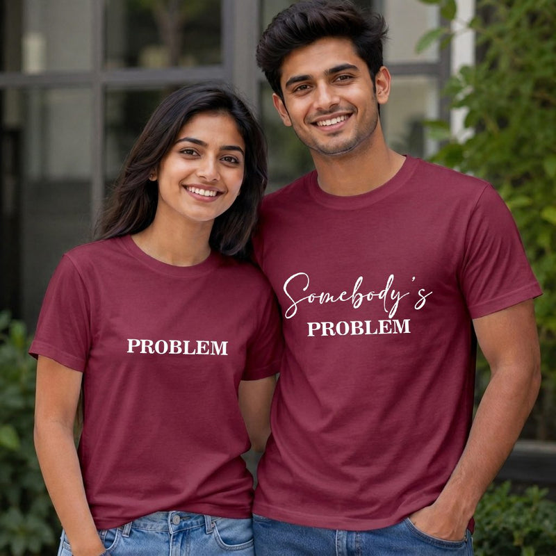 Personalized Couple T-Shirts - Maroon