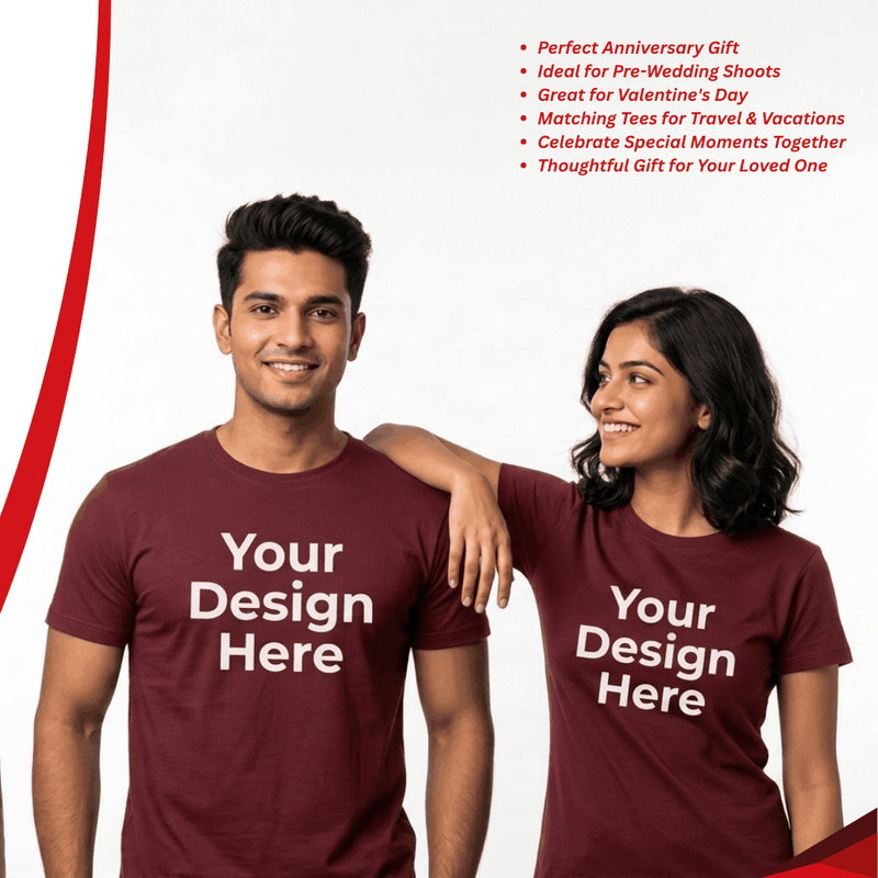 Personalized Couple T-Shirts - Maroon