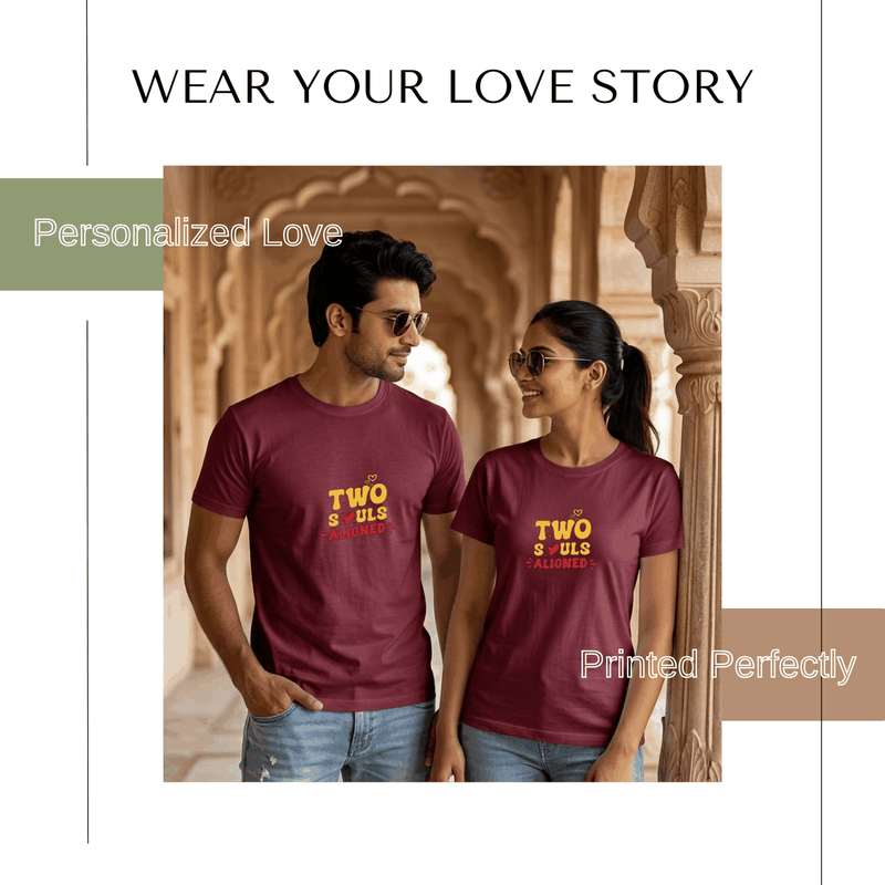 Personalized Couple T-Shirts - Maroon