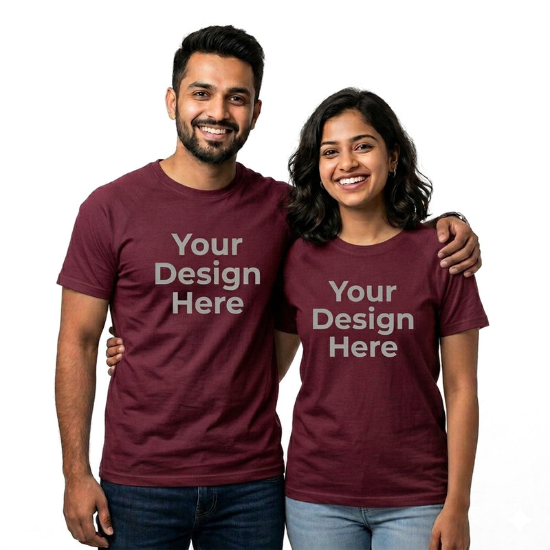 Personalized Couple T-Shirts - Maroon