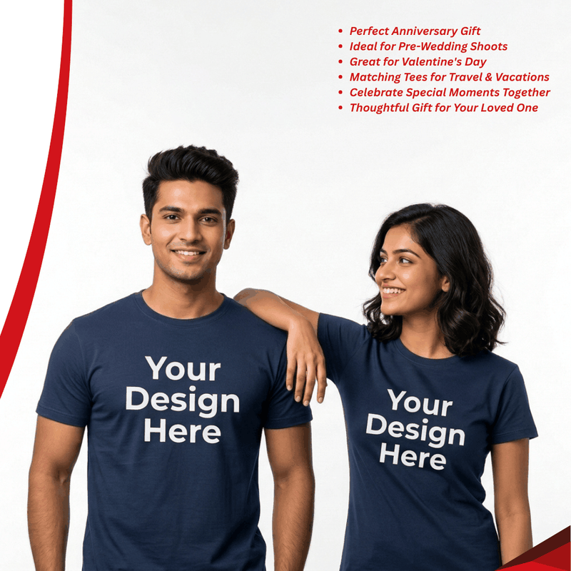 Personalized Couple T-Shirts - Navy Blue