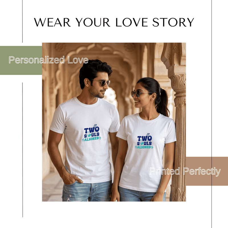 Personalized Couple T-Shirts - White