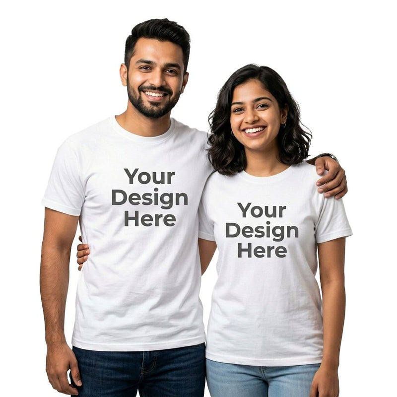 Personalized Couple T-Shirts - White