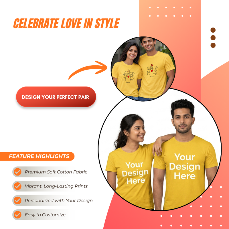 Personalized Couple T-Shirts - Yellow