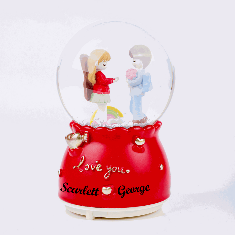 Personalized Couple Musical Snow Globe With Color Changing LED Light 2