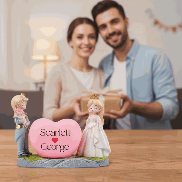 Personalized Couple Heart Showpiece Blue And White