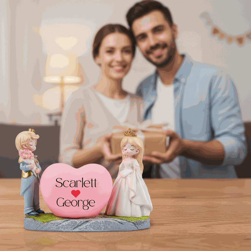 Personalized Couple Heart Showpiece Blue And White