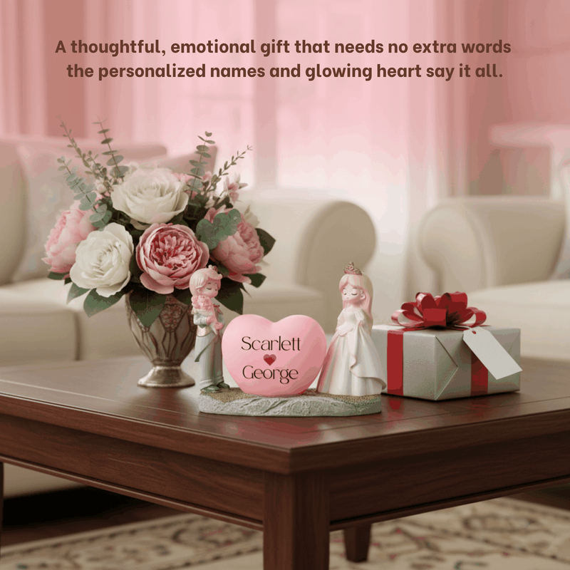 Personalized Couple Heart Showpiece Blue And White