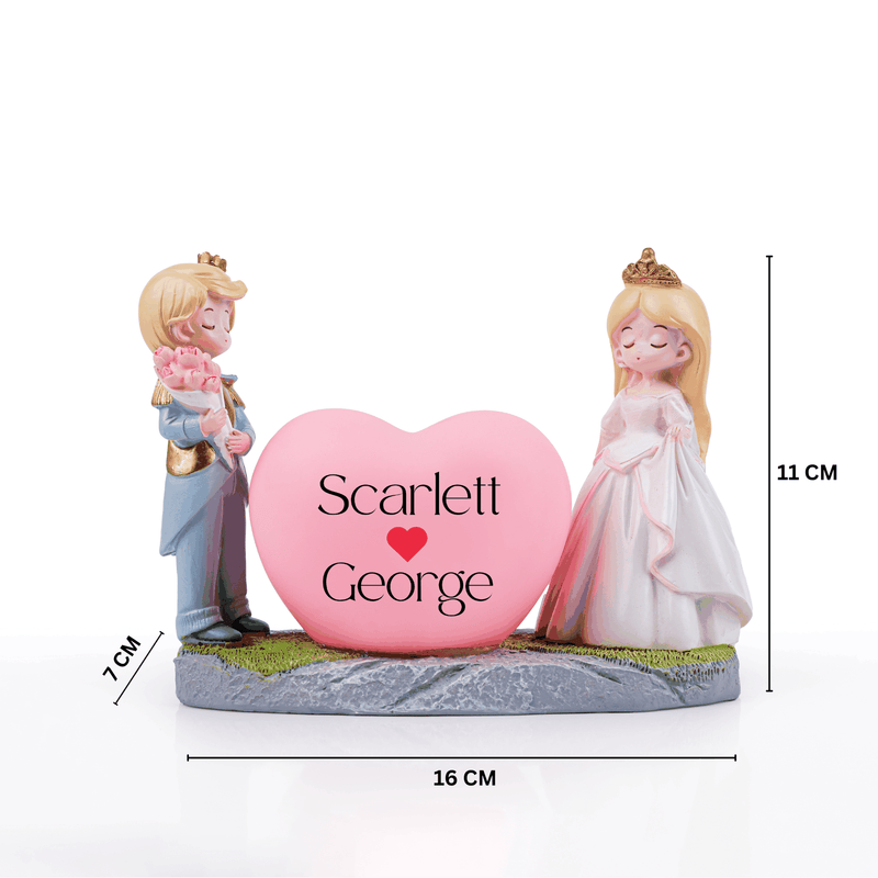 Personalized Couple Heart Showpiece Blue And White
