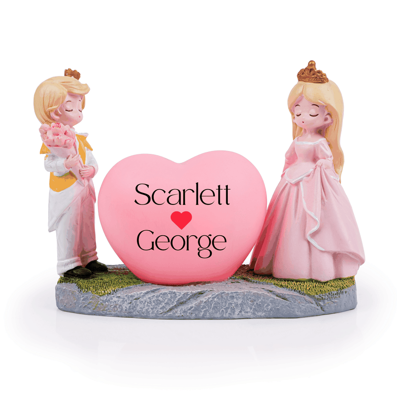 Personalized Couple Heart Showpiece White And Pink