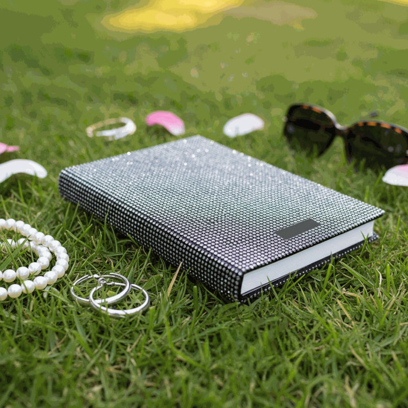 Personalized Black Glitter Diary
