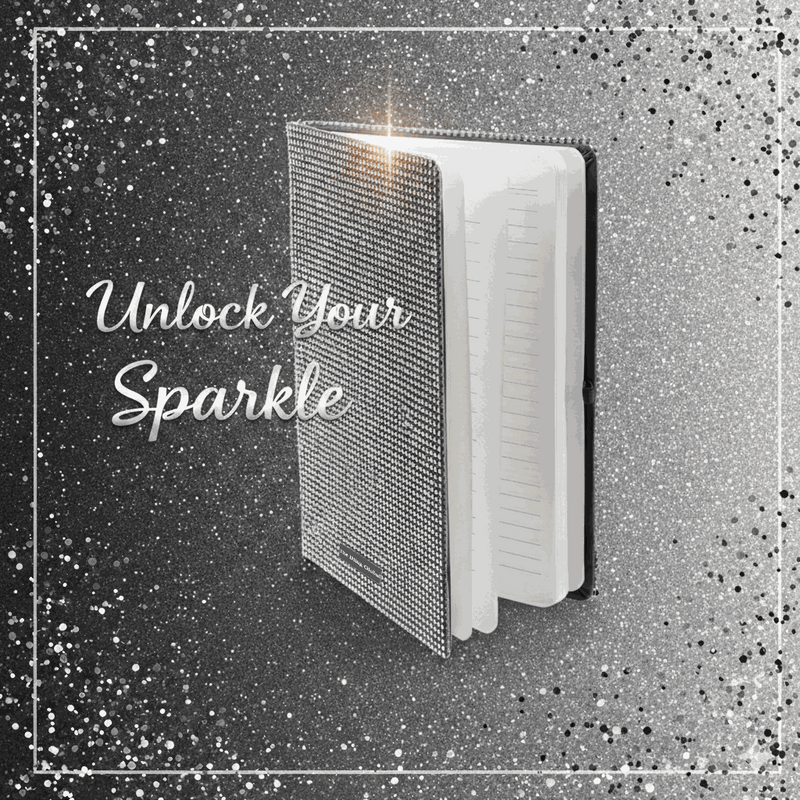 Personalized Black Glitter Diary