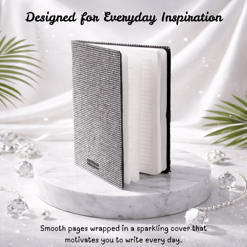Personalized Black Glitter Diary
