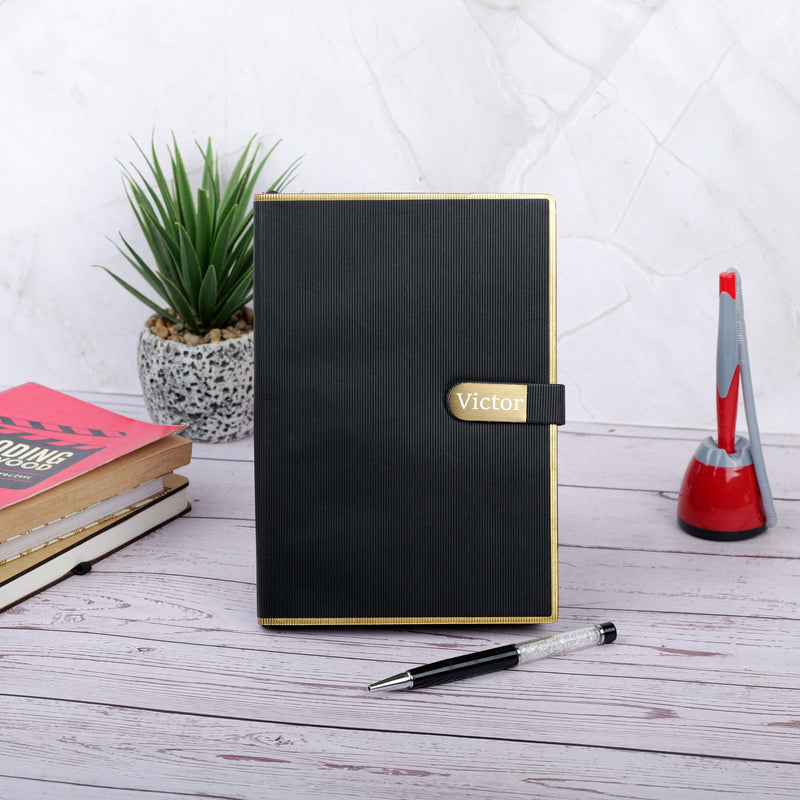 Personalized Black Line Patern Diary