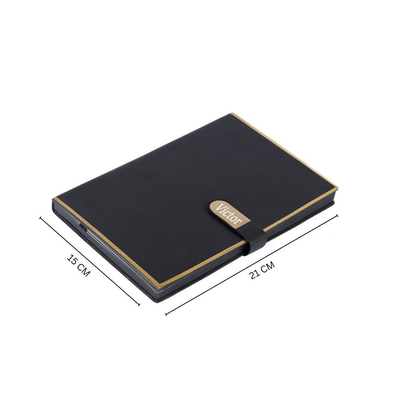 Personalized Black Line Patern Diary