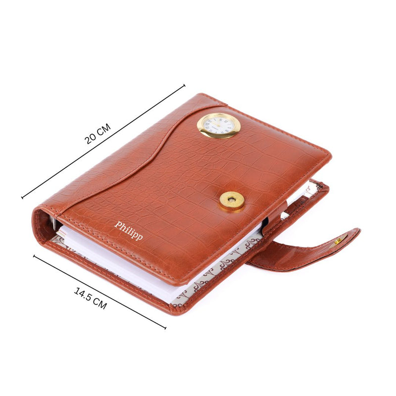 Personalized Diary With Watch Brown