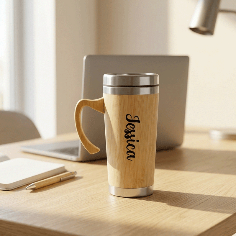 Personalized Bamboo Tumbler With Handle