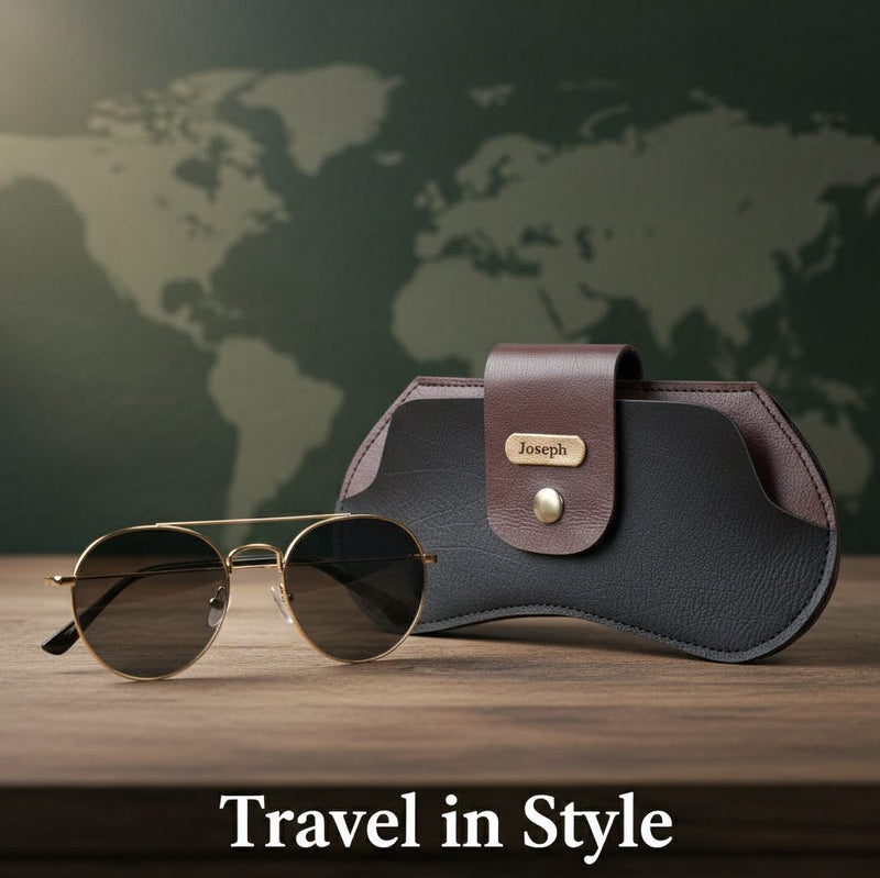 Personalized Eyewear Case Lather - Black