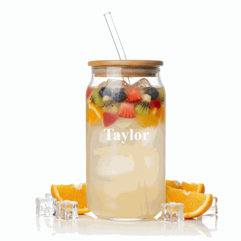Personalized Glass Tumbler With Wooden Lid
