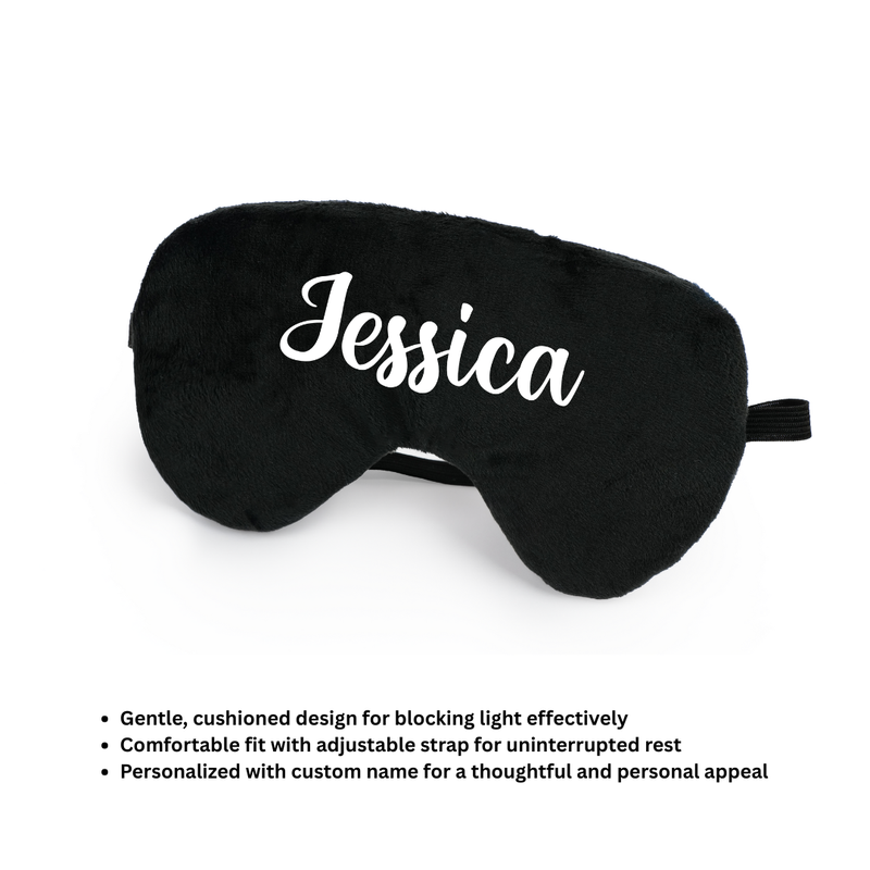 Personalized Neck Pillow And Eye Mask Set - Black