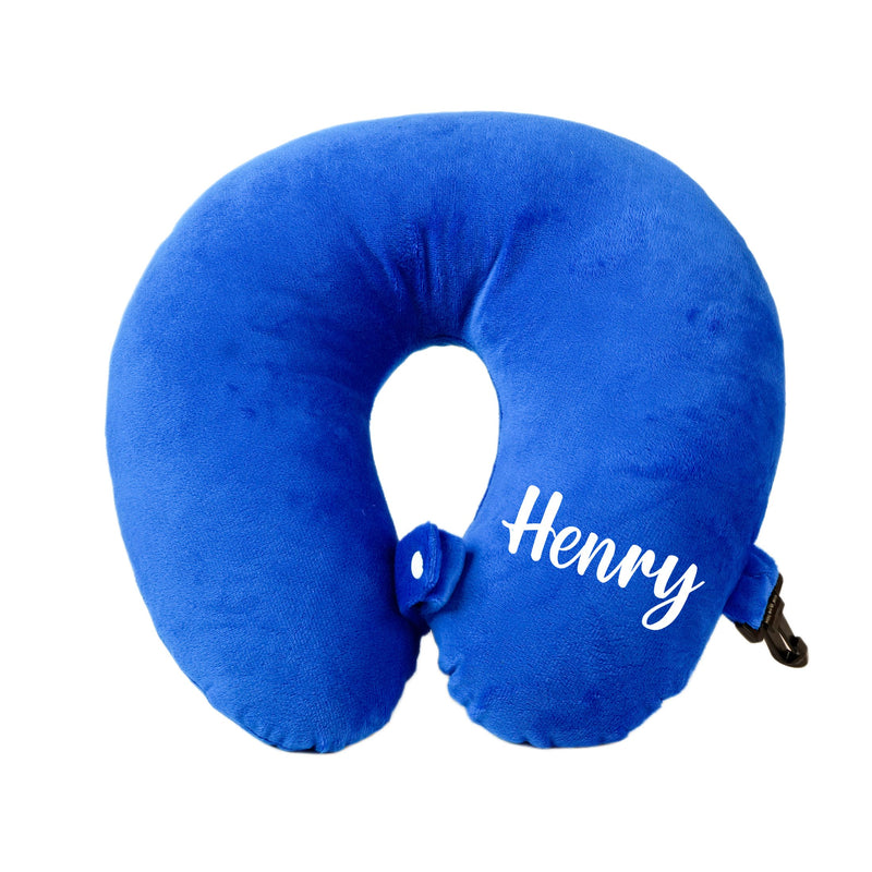 Personalized Neck Pillow And Eye Mask Set - Blue