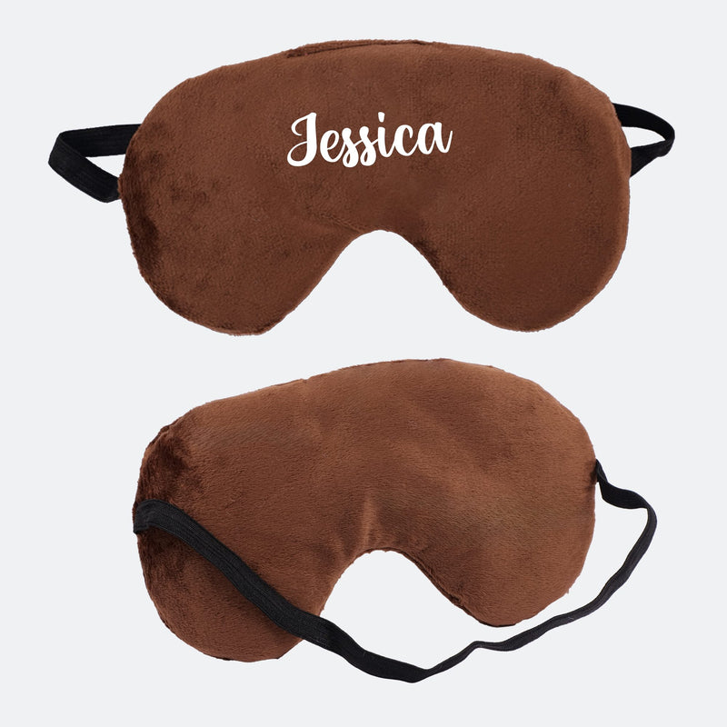 Personalized Neck Pillow And Eye Mask Set - Brown