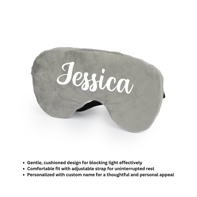 Personalized Neck Pillow And Eye Mask Set - Gray