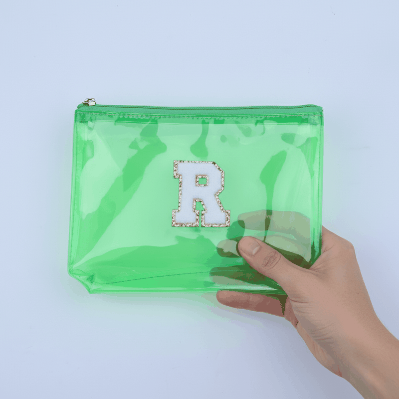 Personalized Initial PVC Pouch Bag - Green