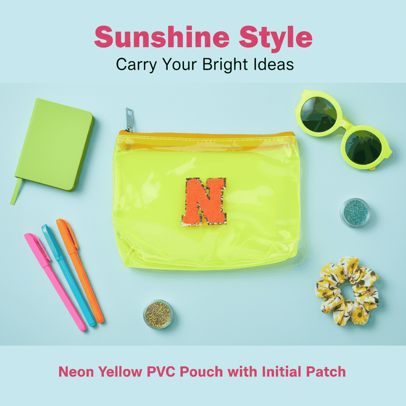 Personalized Initial PVC Pouch Bag - Yellow