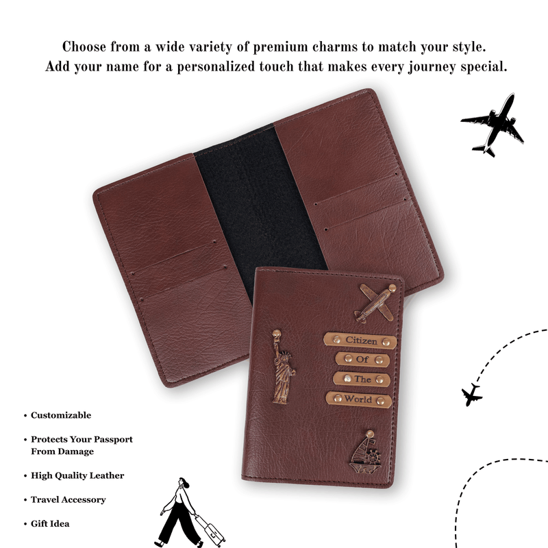 Personalized New Passport Covers Dark Brown Without Button 2