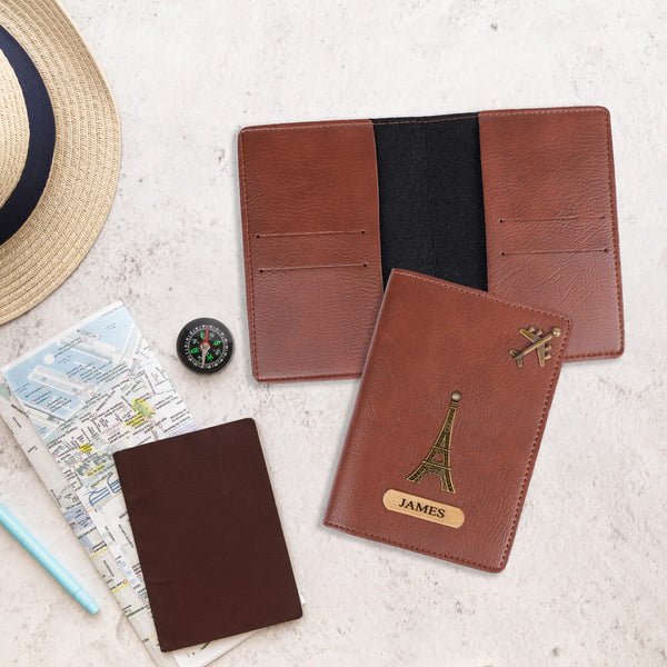 Personalized Normal Tan Brown Passport Cover