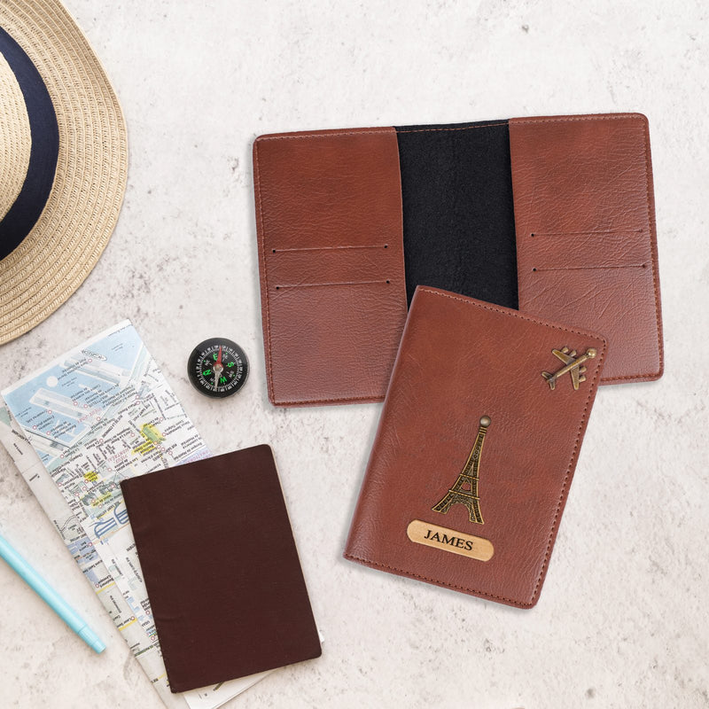 Personalized Normal Tan Brown Passport Cover