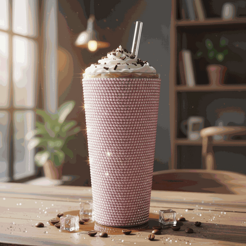 Personalized Glitter Tumbler In Two Size Long - Pink