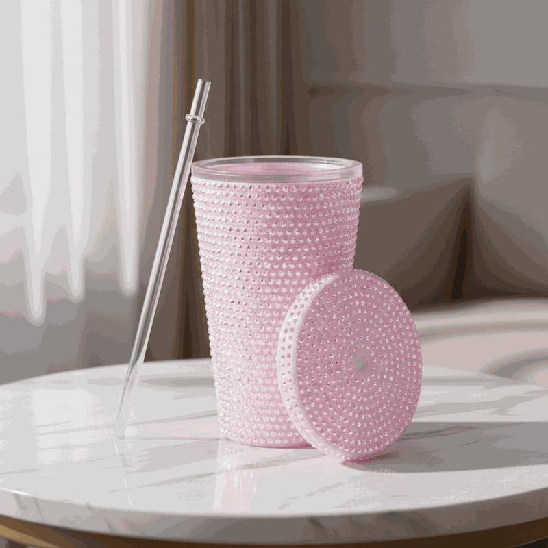 Personalized Glitter Tumbler In Two Size Short - Pink