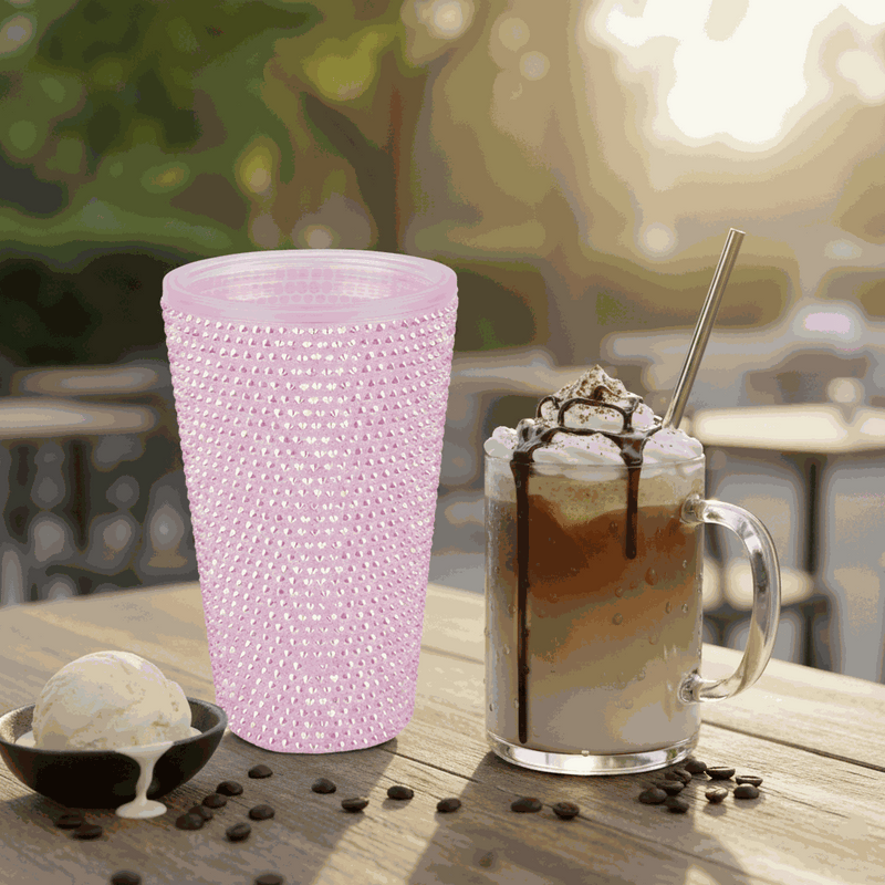 Personalized Glitter Tumbler In Two Size Short - Pink