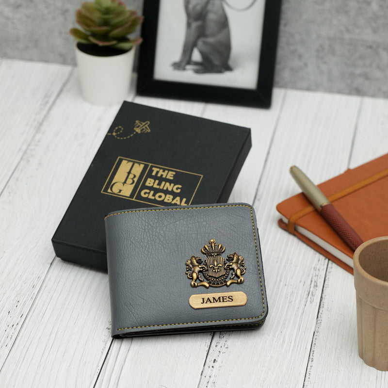 Personalized Mens Wallet - Gray