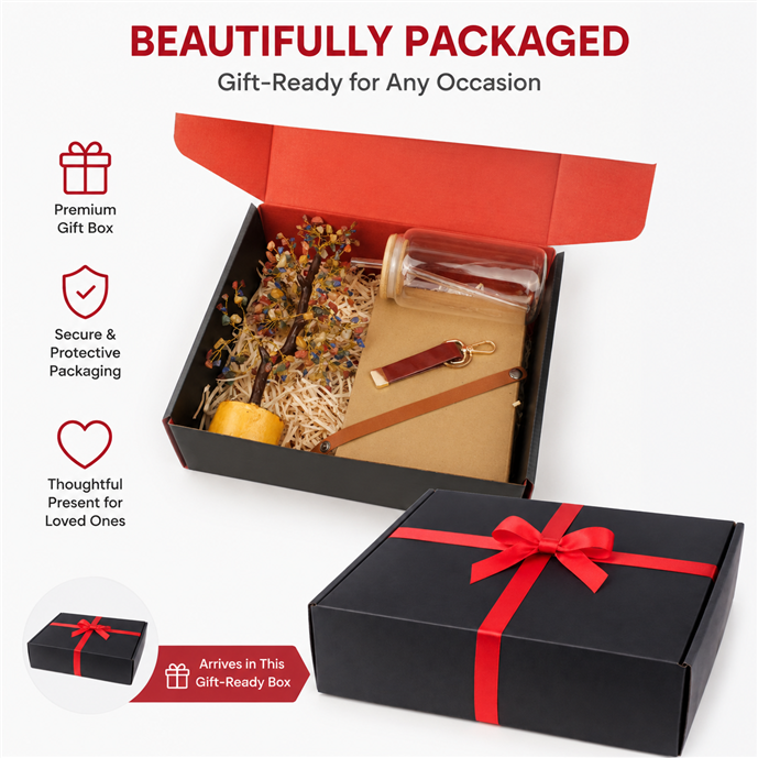 Personalized Brown Diary, Lucky Tree and Tumbler Gift Set