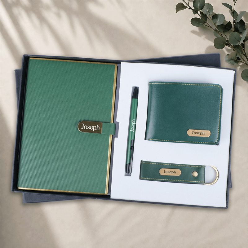 Personalized Diary, Pen, Keychain and Men Wallet Set