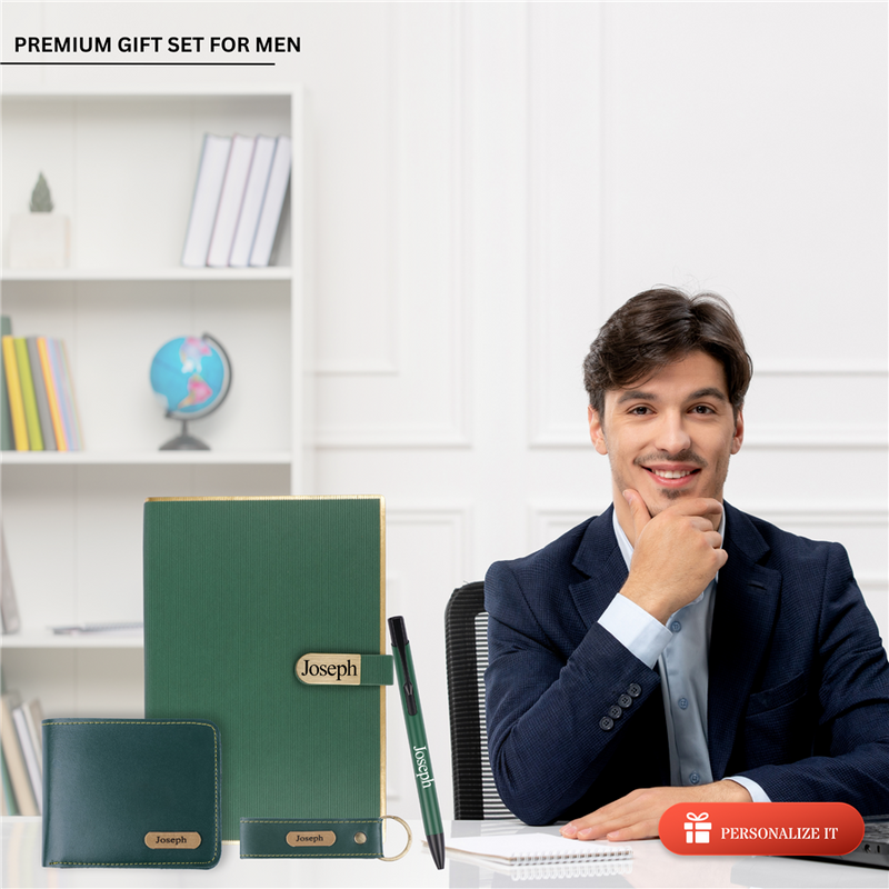 Personalized Diary, Pen, Keychain and Men Wallet Set