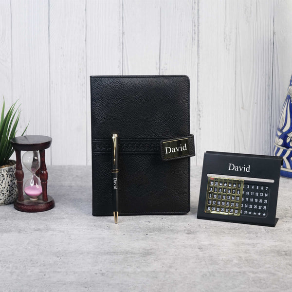 Personalized Set of 3-in-1 Diary, Calendar and Pen