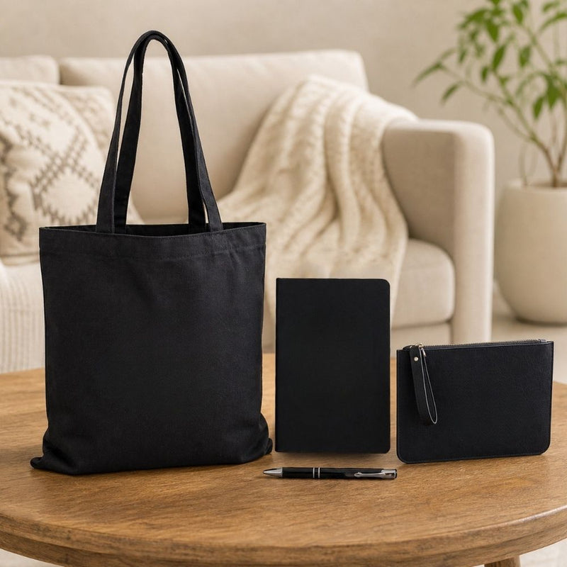 Personalized Set of 4-in-1 - Tote Bag, Pouch, Pen and Dairy