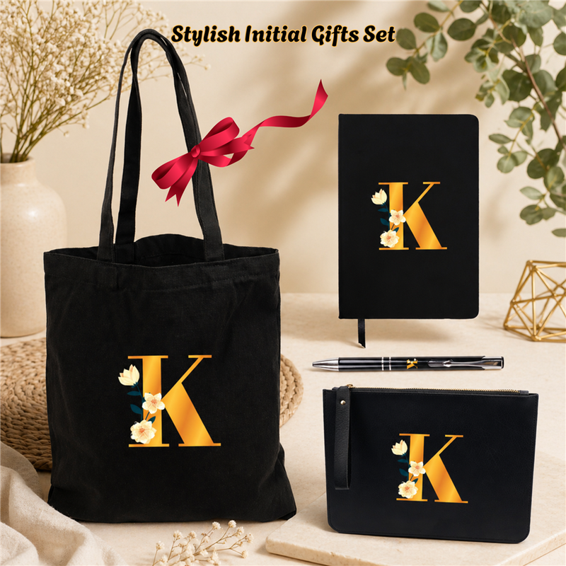 Personalized Set of 4-in-1 - Tote Bag, Pouch, Pen and Dairy