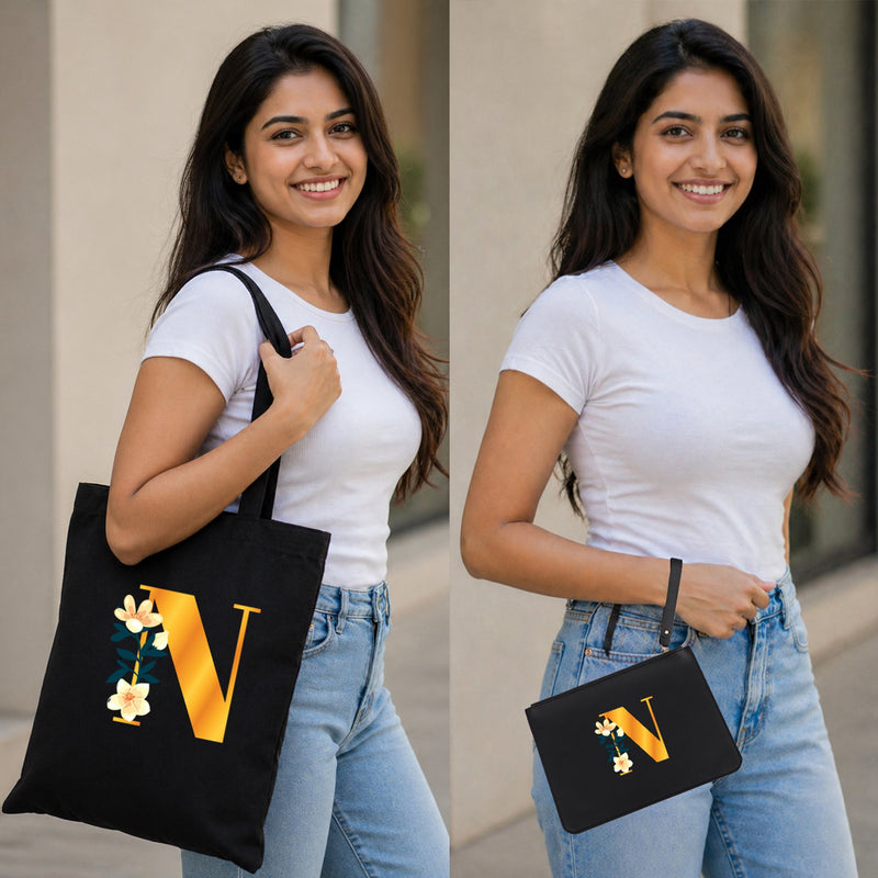 Personalized Set of 4-in-1 - Tote Bag, Pouch, Pen and Dairy